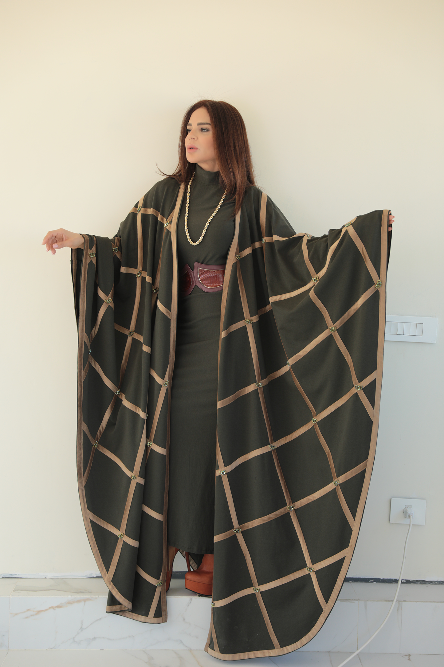 Khaki Embroidered