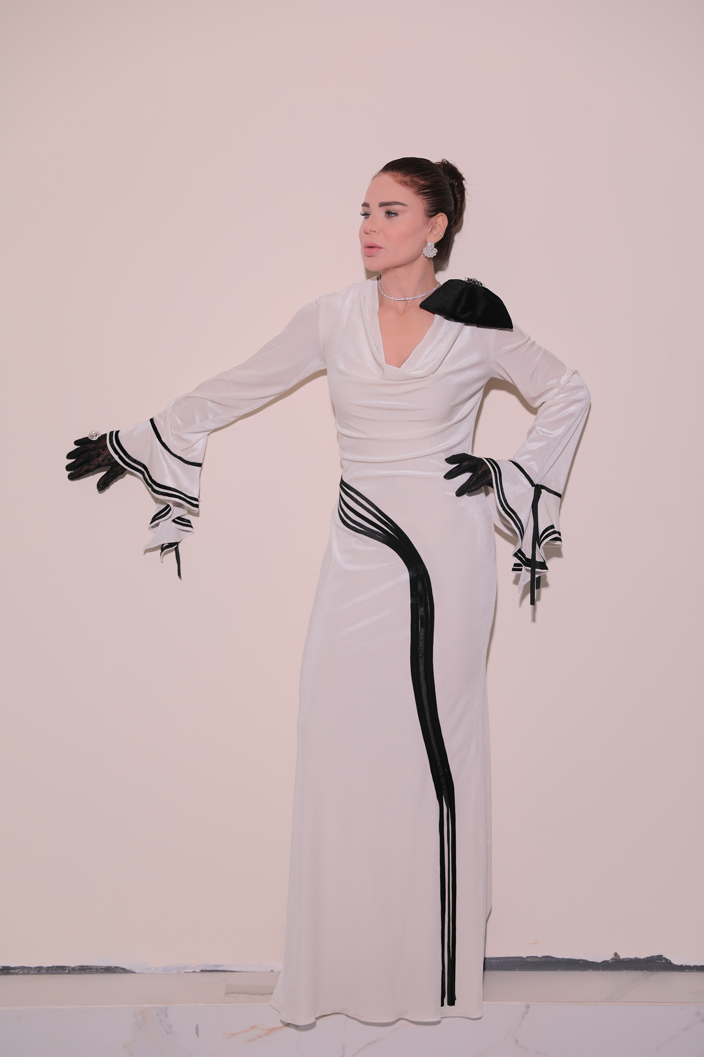 White Velvet Embroidered