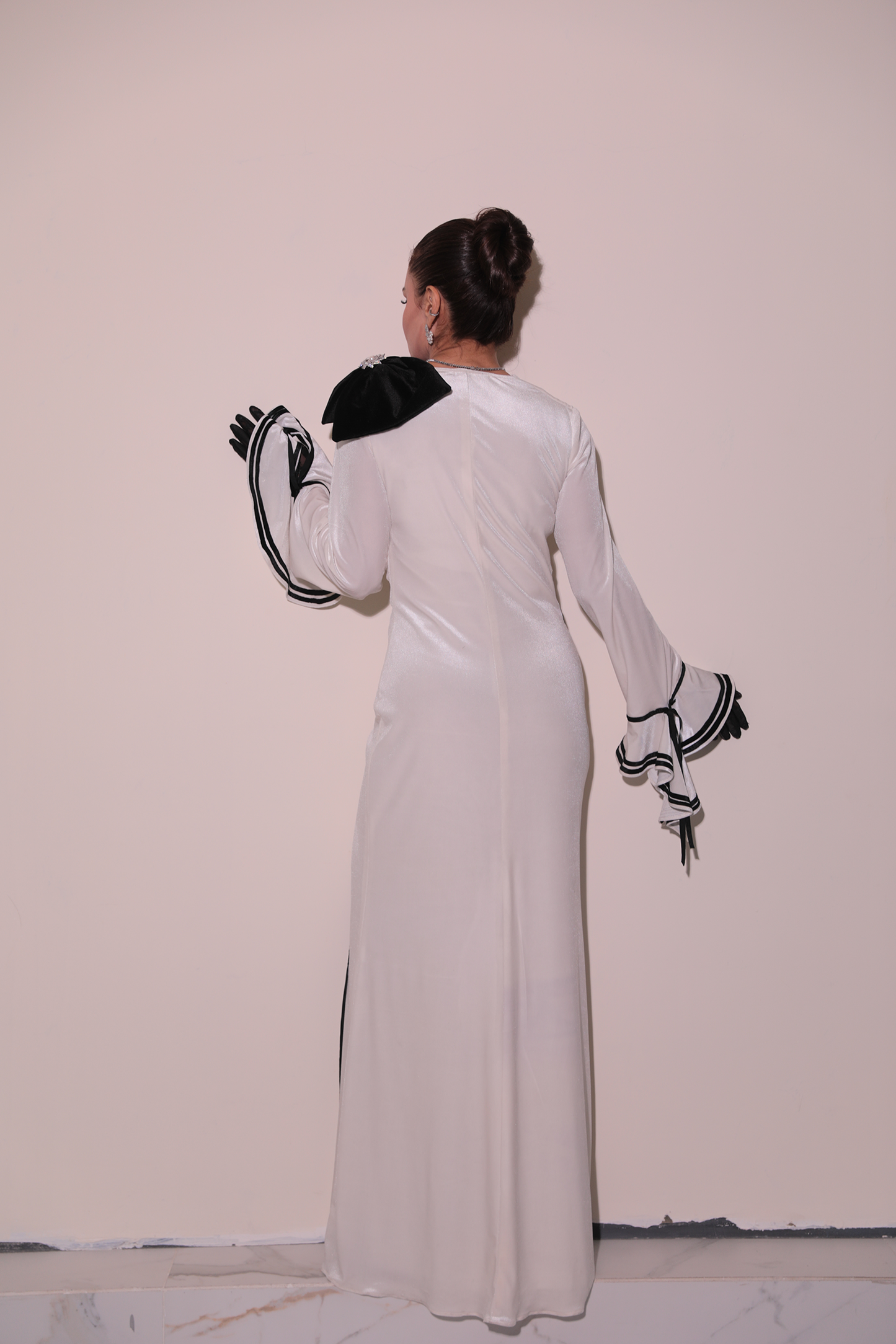 White Velvet Embroidered