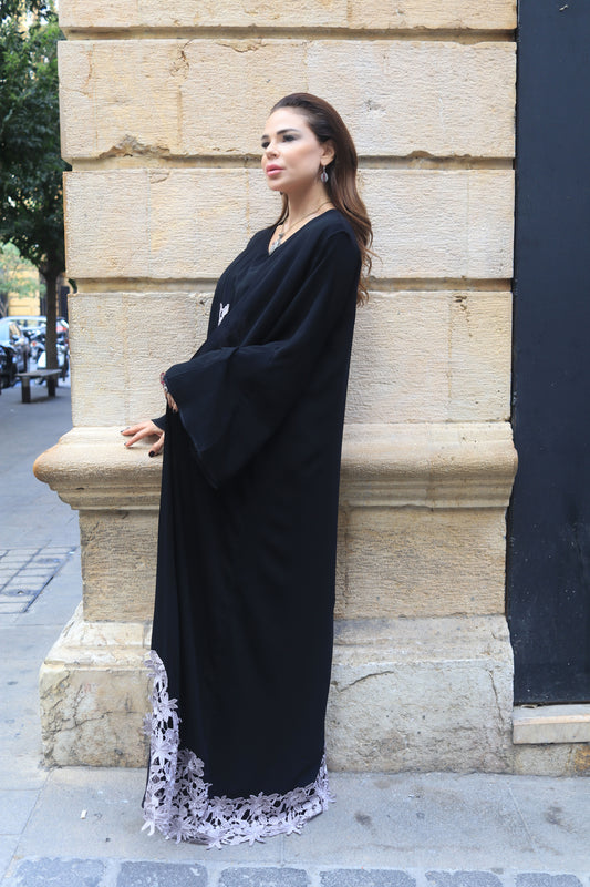 Flower Black Abaya