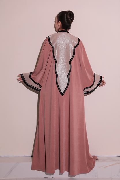 Beige Pink Silver Abaya