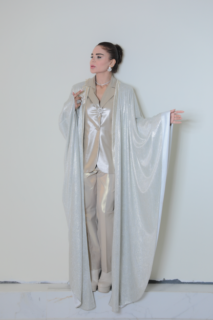 Silver Glitter Cape Abaya