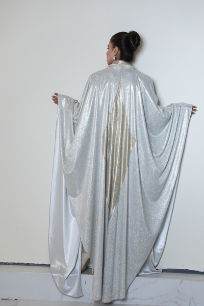 Silver Glitter Cape Abaya