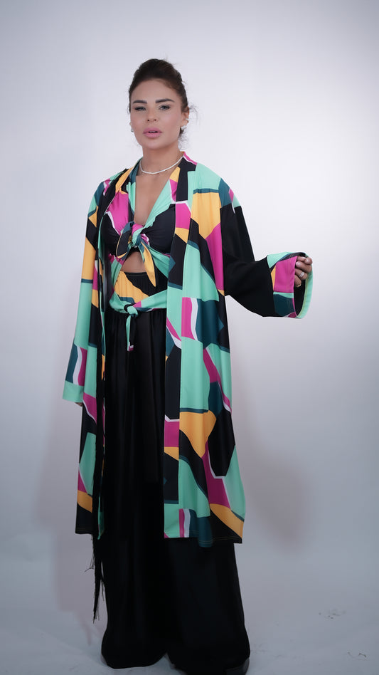 Multicolor Licra Abaya