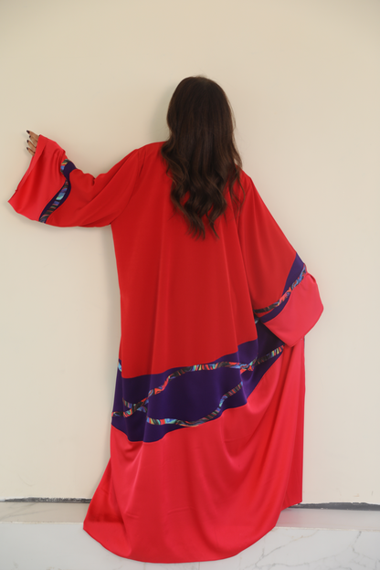 Red Embroidered Abaya