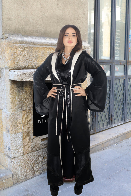 Black and Off-White Abaya Combination (Sold Out)