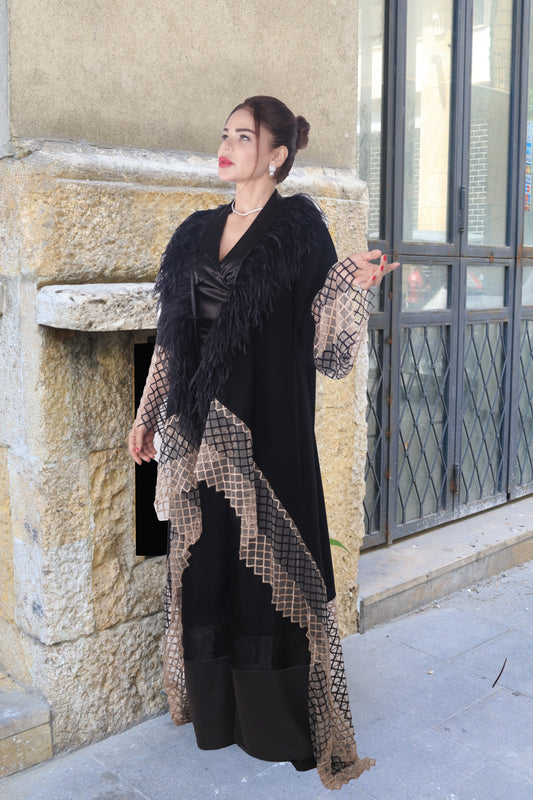 Black Fur Abaya